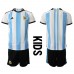 Billige Argentina Hjemmetrøye Barn VM 2022 Kortermet (+ korte bukser)
